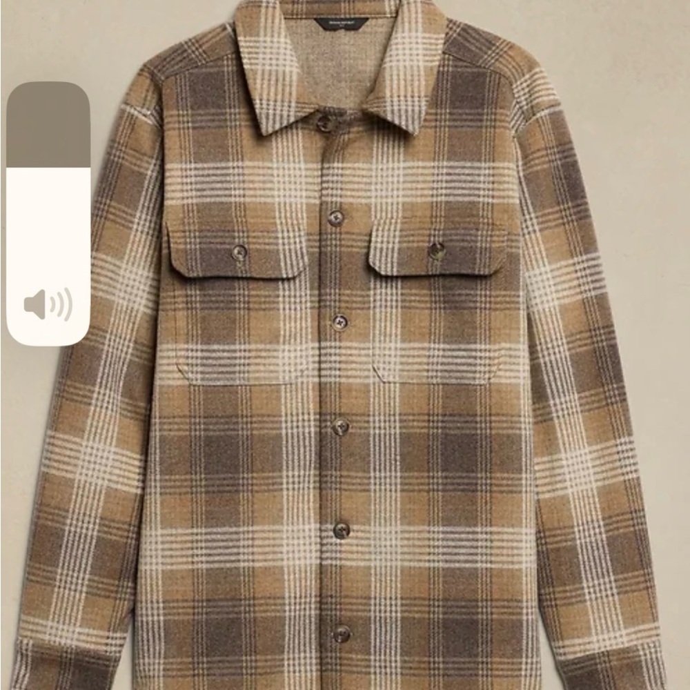 Banana Republic Men’s MELTON PLAID SHIRT JACKET Size L